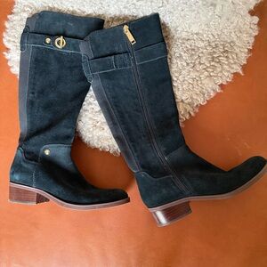Tommy Hilfiger Black Suede Heeled Boots